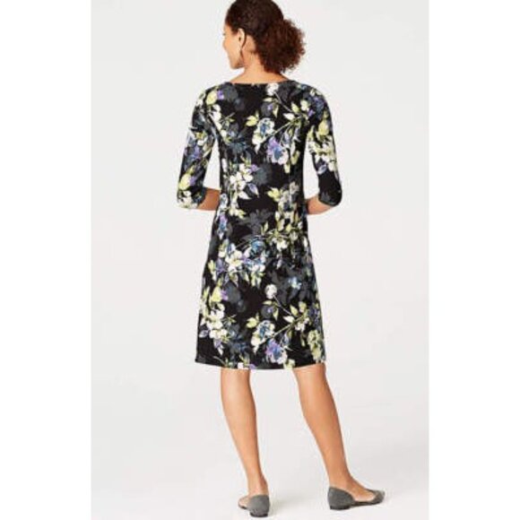J. Jill Wearever Collection WE Floral Print Scoop Neck Dress Size L Half Sleeves - Picture 2 of 9